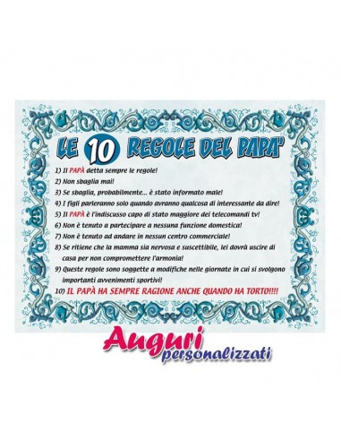 Tabella in metallo-10 Regole del Papa'
