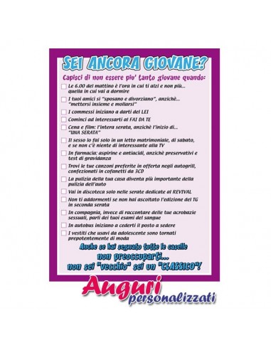 Tabella sei ancora giovane?