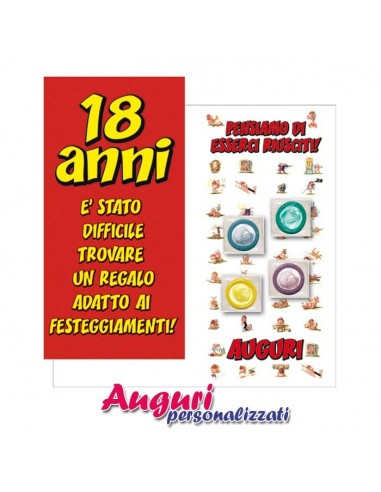 Biglietto d'auguri con condom-18 anni...