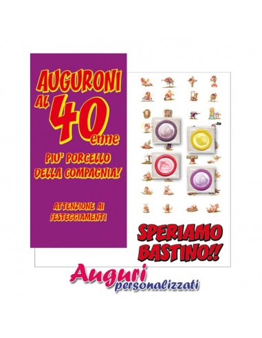 Biglietto d'auguri con condom-40 anni...