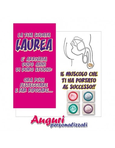 Biglietto con profilattico per la laurea