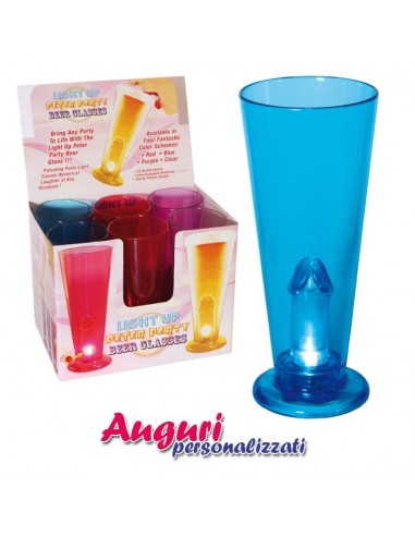 Bicchiere in plastica con pene luminoso
