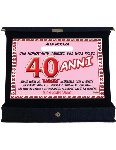 Targa premio 40 anni Lei-Personalizzata